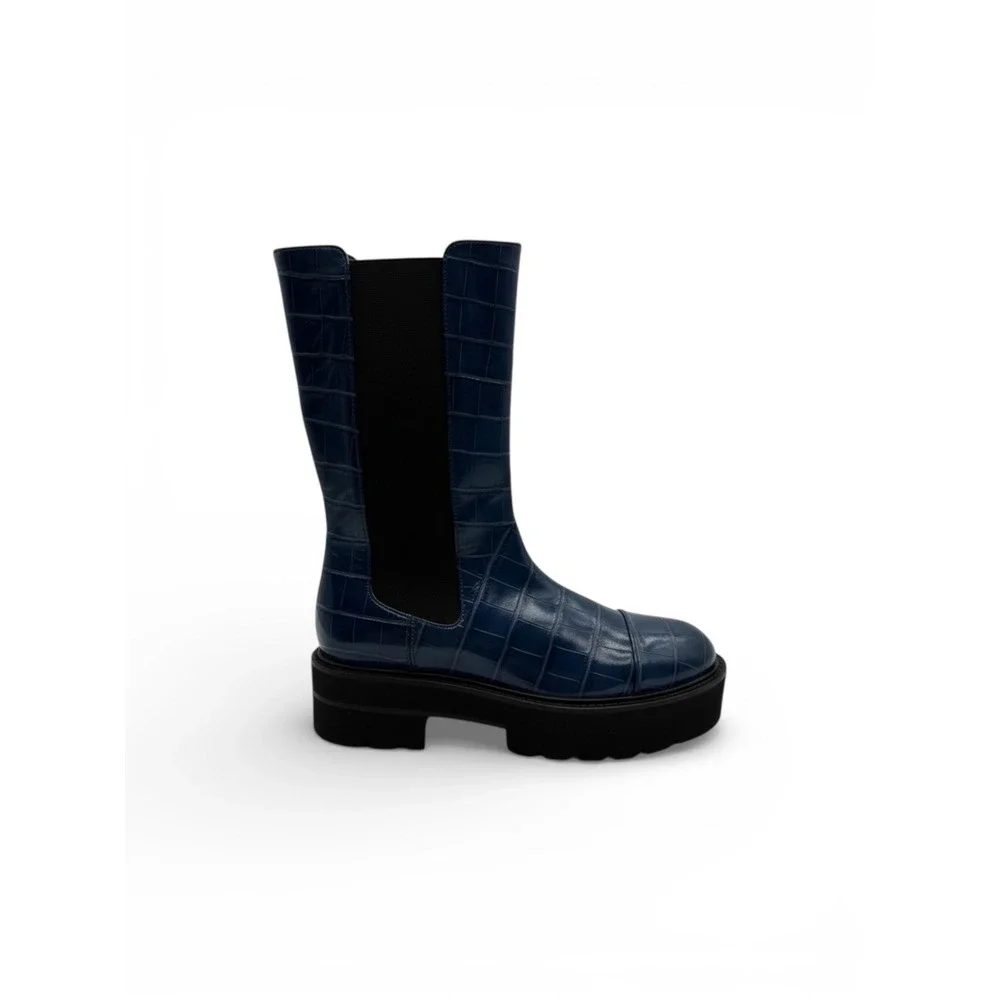 Stuart Weitzman Presley Ultralift Croc Embossed Platform Bootie Size 7‎ NWOB